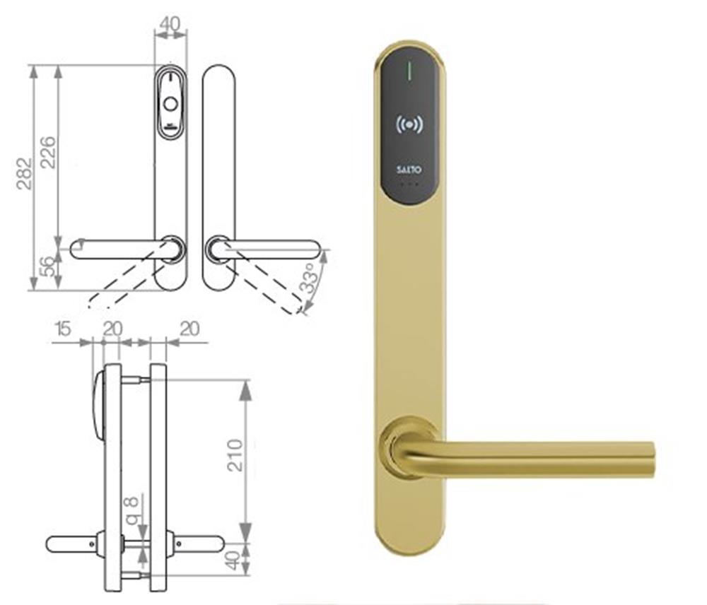 SALTO Scandinavian Long Plate interior mounting SM450L00PPB38 - XS4 Original+, Mifare/DESfire/NFC/BLE/HSE, SALTO SPACE, SALTO KS, SALTO HOMELOK