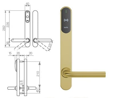 SALTO Scandinavian Long Plate interior mounting SM450L00PPB38 - XS4 Original+, Mifare/DESfire/NFC/BLE/HSE, SALTO SPACE, SALTO KS, SALTO HOMELOK