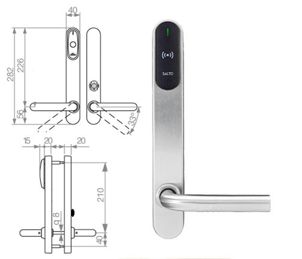SALTO Scandinavian Long Plate internal mount, internal do not disturb button SM456L00IMB38 - XS4 Original+, Mifare/DESfire/NFC/BLE/HSE, SALTO SPACE, SALTO KS, SALTO HOMELOK