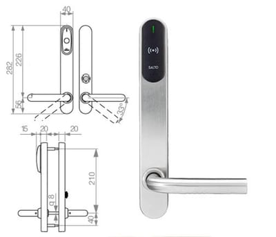 SALTO Scandinavian Long Plate internal mount, internal do not disturb button SM456L00IMB38 - XS4 Original+, Mifare/DESfire/NFC/BLE/HSE, SALTO SPACE, SALTO KS, SALTO HOMELOK
