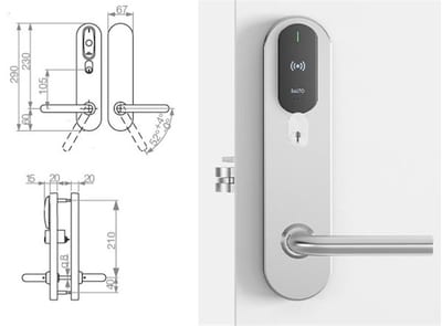 SALTO Scandinavian Long Plate internal mounting, external cylinder hole, wide model SM654L05IMB38 - XS4 Original+, Mifare/DESfire/NFC/BLE/HSE, SALTO SPACE, SALTO KS, SALTO HOMELOK
