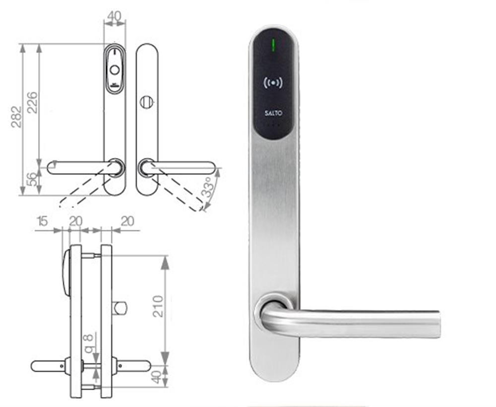 SALTO Scandinavian Long Plate internal mounting, internal turn knob SM451L05IMB38 - XS4 Original+, Mifare/DESfire/NFC/BLE/HSE, SALTO SPACE, SALTO KS, SALTO HOMELOK