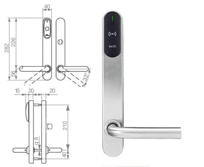 SALTO Scandinavian Long Plate internal mounting, internal turn knob SM451L05IMB38 - XS4 Original+, Mifare/DESfire/NFC/BLE/HSE, SALTO SPACE, SALTO KS, SALTO HOMELOK