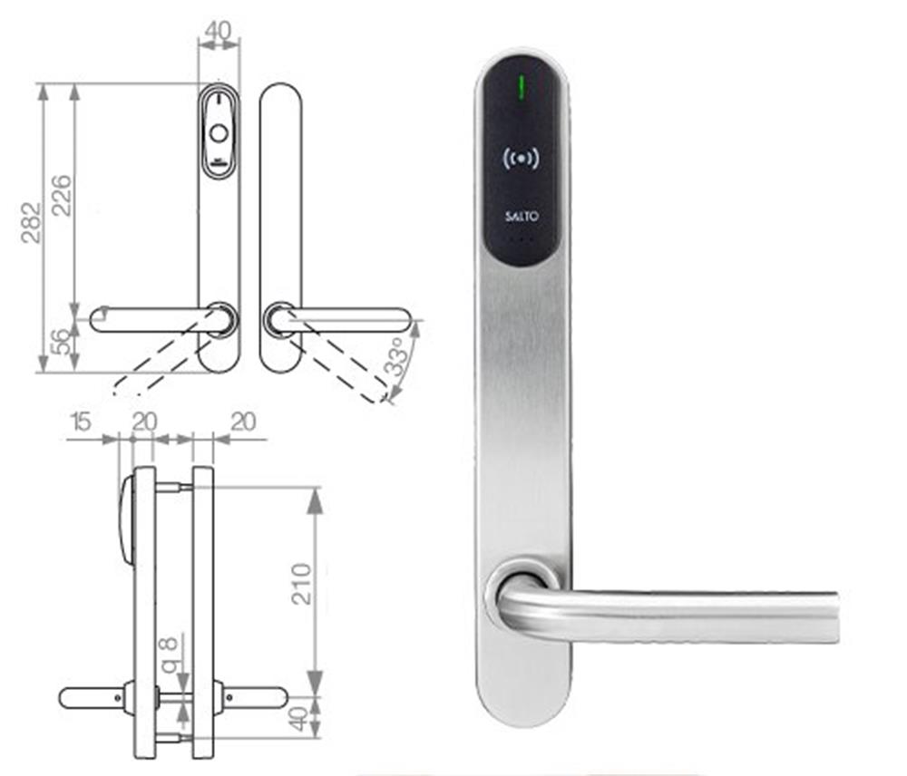 SALTO Scandinavian Long sign external mounting SM450L00IMB38E GAIN - XS4 Original+, Mifare/DESfire/NFC/BLE/HSE, SALTO SPACE, SALTO KS, SALTO HOMELOK