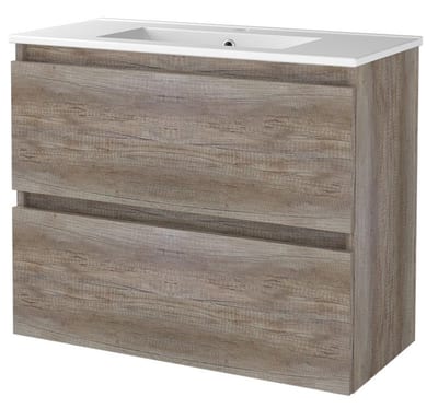 Sanibell Basicline Furniture package - melamine, 810×670×395mm, oak, 2 drawers, 1 basin