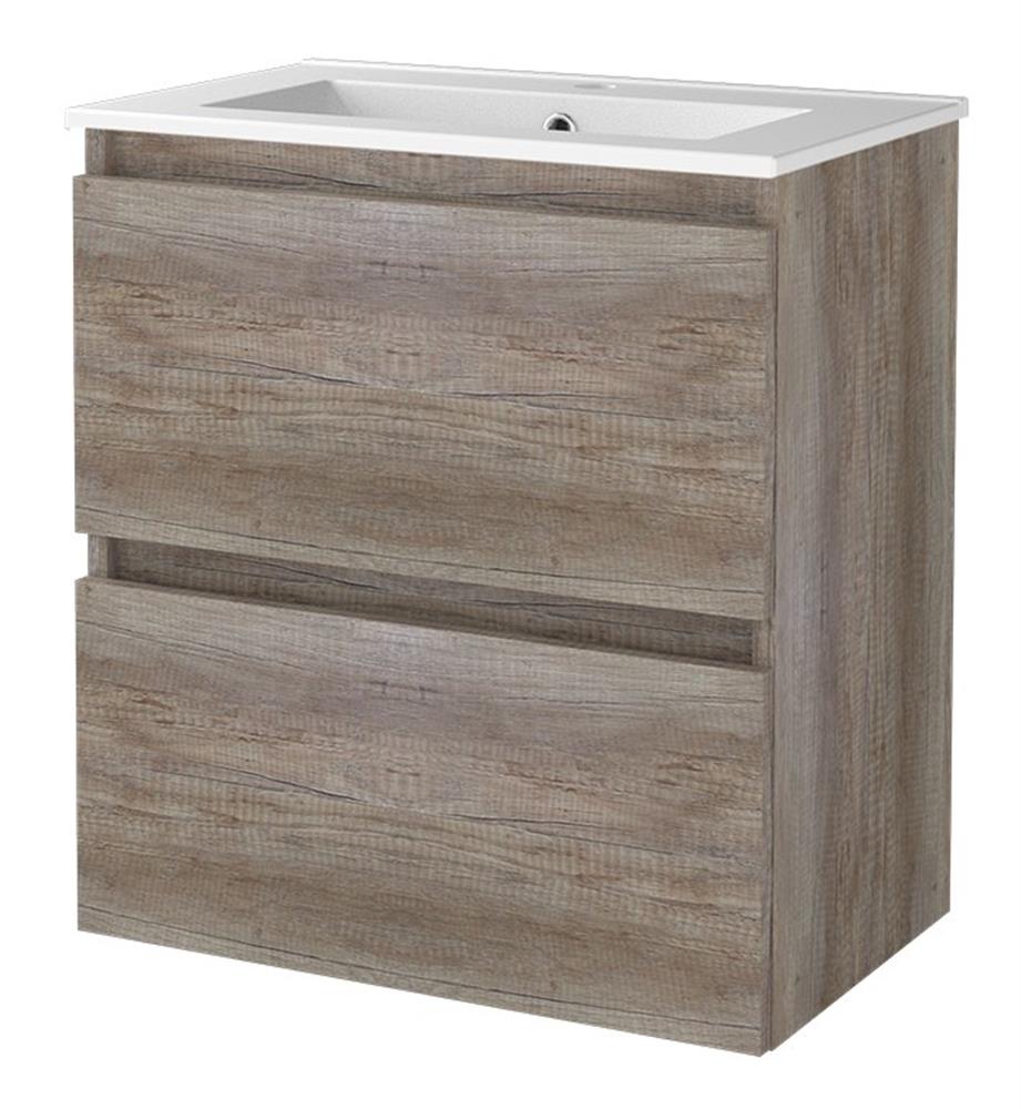 Sanibell Basicline Furniture package Scottish oak compact - melamine-coated, 610mm, 2 drawers, 1 basin