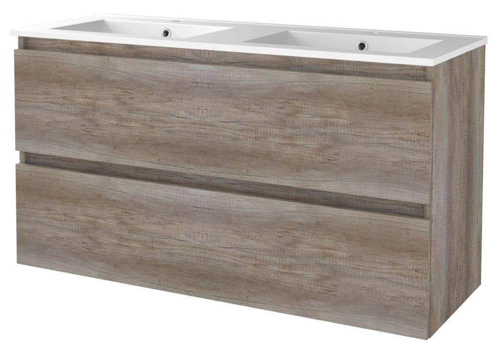 Sanibell Basicline furniture package scottish oak, 1210 mm, oak, 2 drawers, 2 basins