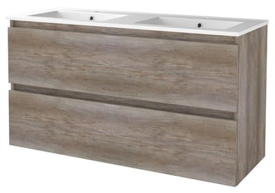 Sanibell Basicline furniture package scottish oak, 1210 mm, oak, 2 drawers, 2 basins