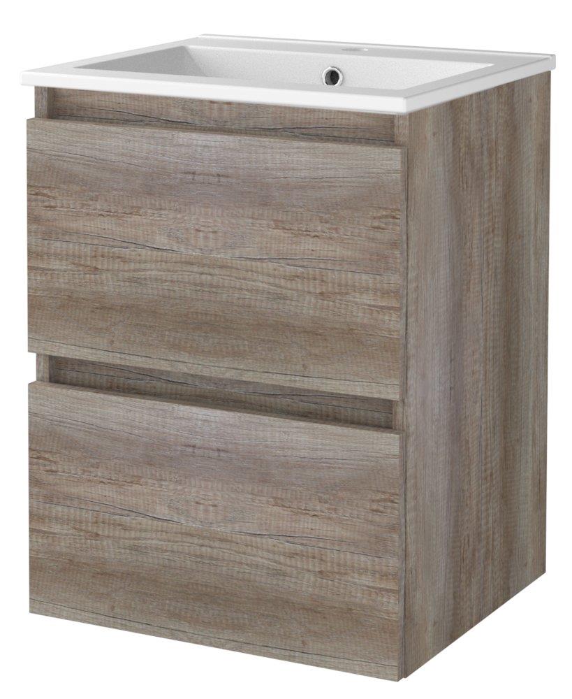 Sanibell Basicline furniture package scottish oak - 510x670x465mm, oak, 2 drawers, 1 basin