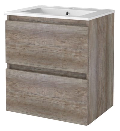 Sanibell Basicline Furniture package Scottish oak - 610mm melamine oak, 1 basin