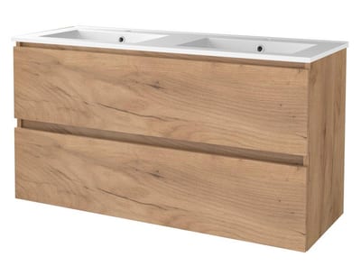 Sanibell Basicline furniture package whiskey oak 1210x670x465mm - 2 drawers, 2 basins