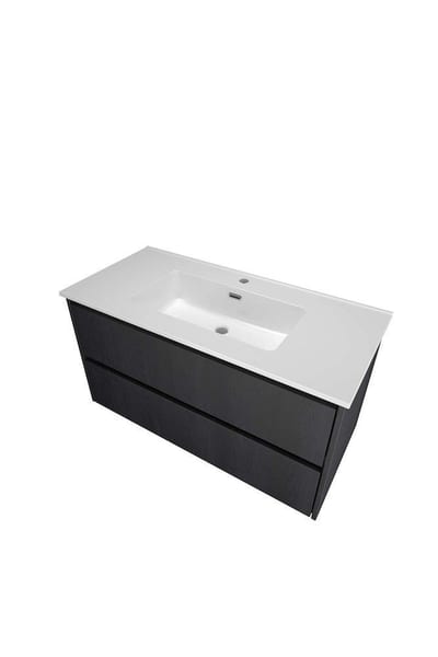 Sanibell Proline Furniture package black oak lacquered - 1010mm, black, 2 drawers, 1 basin