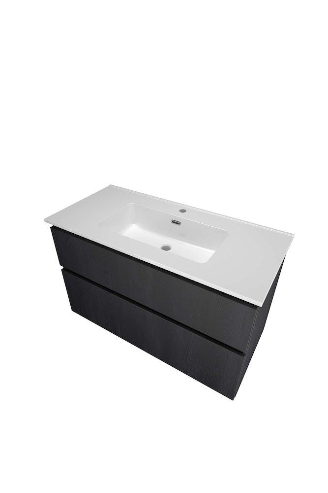 Sanibell Proline Furniture package black oak - melamine decor, 1010mm, black, 2 drawers, 1 basin