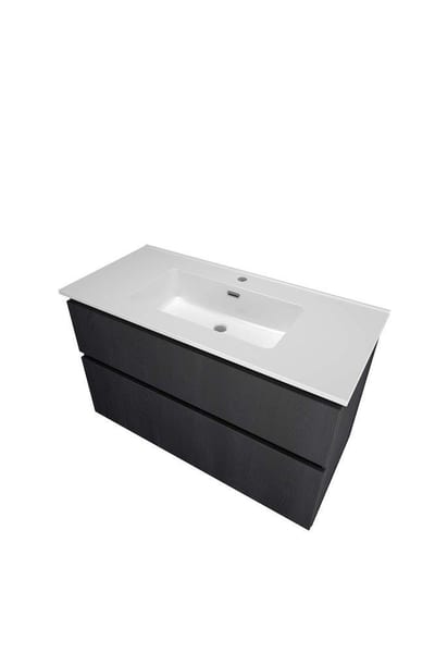 Sanibell Proline Furniture package black oak - melamine decor, 1010mm, black, 2 drawers, 1 basin