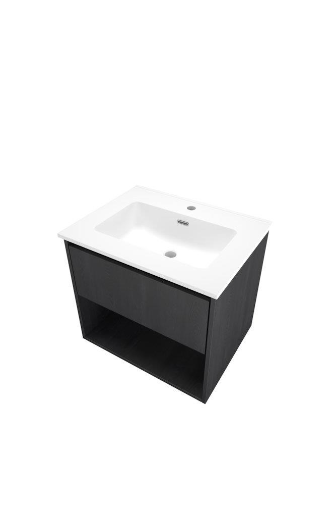 Sanibell Proline furniture package black oak 610x540x468mm - 1 drawer + shelf, 1 basin