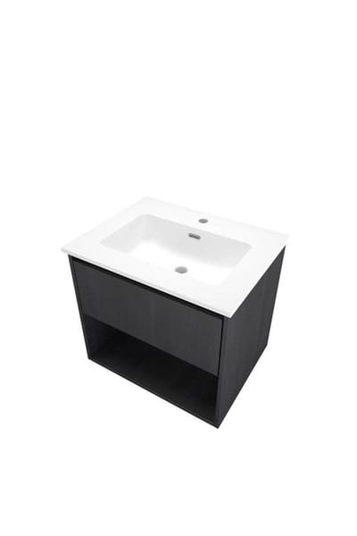 Sanibell Proline furniture package black oak 610x540x468mm - 1 drawer + shelf, 1 basin