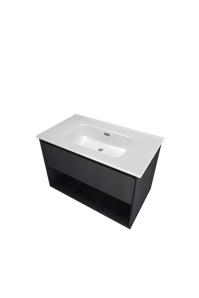 Sanibell Proline Furniture Package - Black Oak Melamine, 810mm, 1 Drawer + Shelf, 1 Basin