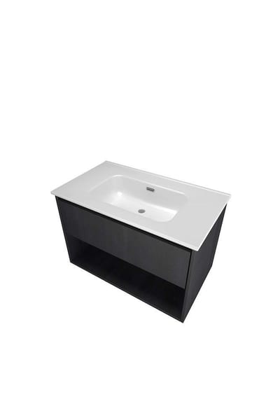 Sanibell Proline Furniture Package - Black Oak Melamine, 810mm, 1 Drawer + Shelf, 1 Basin