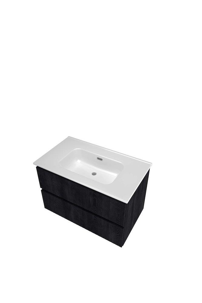 Sanibell Proline Furniture package coal oak - Melamine décor, 810mm, 540mm, 468mm, black, Assembled, 2 drawers, without tap hole, No, 1 basin