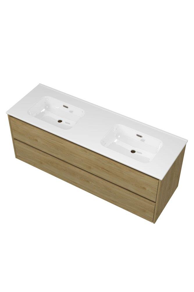 Sanibell Proline furniture package ideal oak - melamine décor, 1410x540x468mm, 2 basins