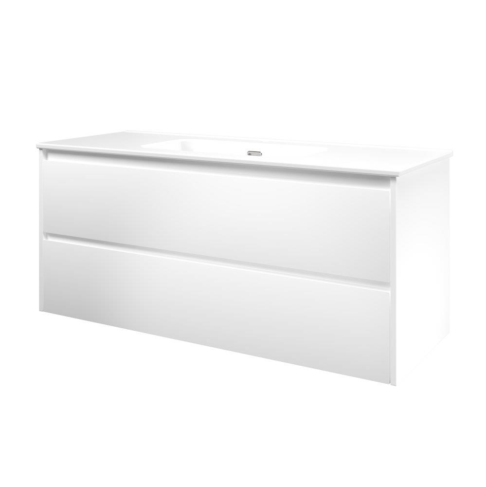 Sanibell Proline Vanity Unit 1210 mm, Matte White Lacquer, 2 Drawers, Integrated Basin