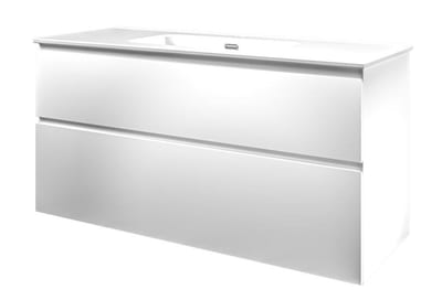 Sanibell Proline Furniture Package - Lacquered, 1210mm x 620mm x 468mm, Matte White, Assembled, 2 Drawers, Single Basin