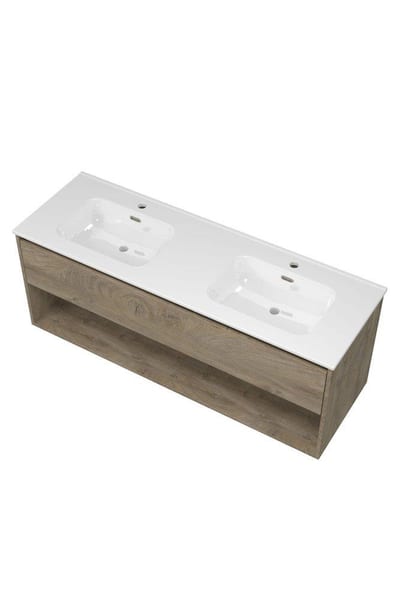 Sanibell Proline Furniture Package Raw Oak Melamine - 1410 mm x 540 mm, 2 Basins