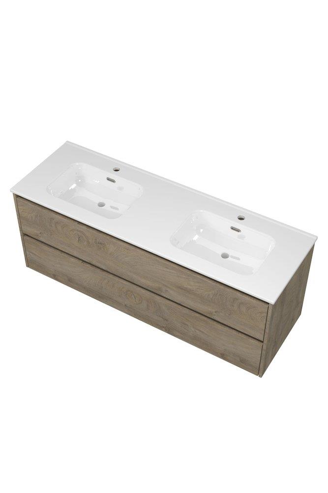 Sanibell Proline Furniture package raw oak - melamine decor, 1410mm, oak, 2 drawers, 2 basins