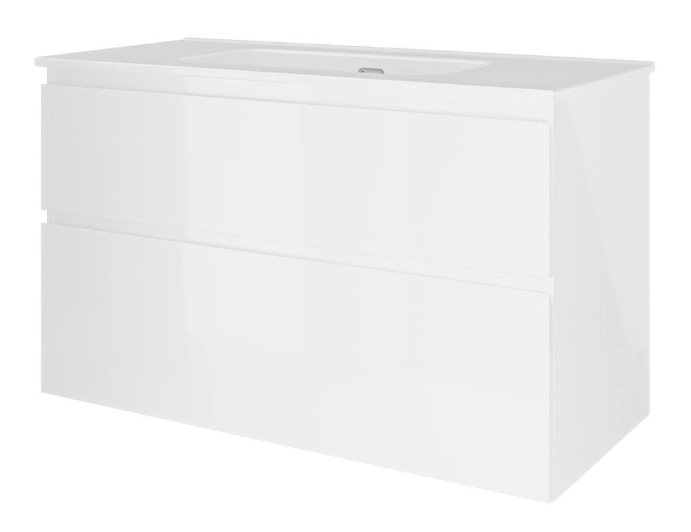 Sanibell Proline high-gloss furniture package, 1010x620x468 mm, white, 2 drawers, 1 basin