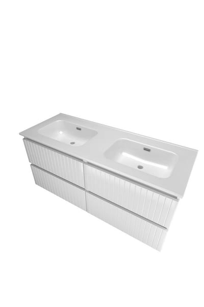 Sanibell Proline furniture package white high-gloss, 1210 mm, white, 4 drawers, 2 basins