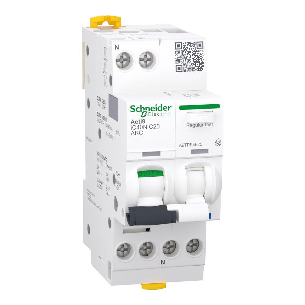 Schneider ACTI9 IC40 MCB AFDD Spark detector - ACTI9 IC40, 25A, 1P + N, C