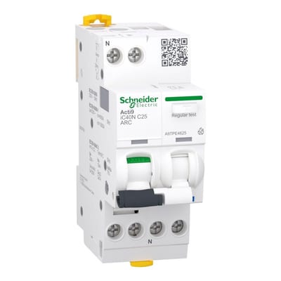 Schneider ACTI9 IC40 MCB AFDD Spark detector - ACTI9 IC40, 25A, 1P + N, C