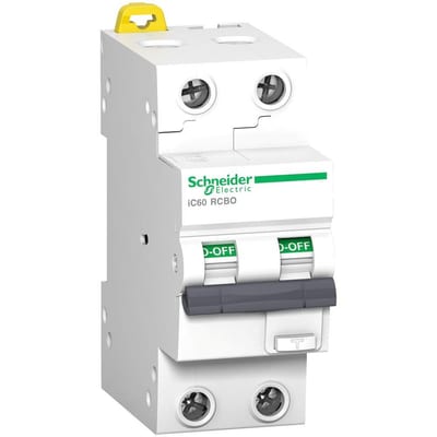 Schneider ACTI9 IC60 RCBO Combination switch HPFI - ACTI9 IC60 RCBO, 30A, 2P, C, Asi, 30MA