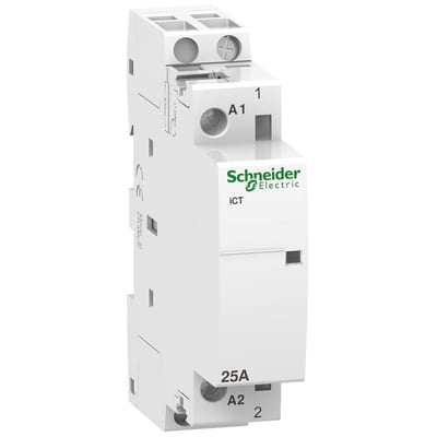Schneider ACTI9 iCT Contactor - 25A, 1P, 1NO, 220 ACV, 18
