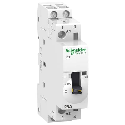 Schneider ACTI9 iCT Contactor - 25A, 2P, 2NO, 220 ACV, 18