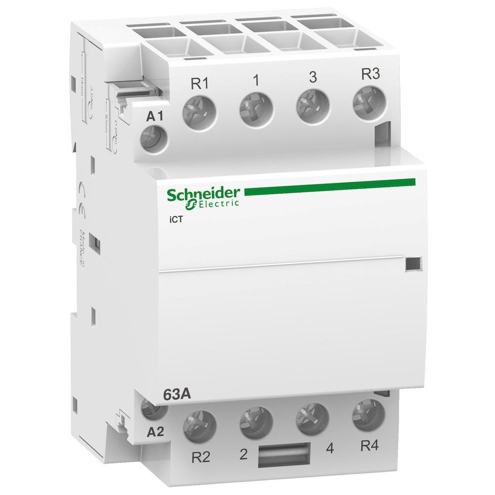 Schneider ACTI9 iCT Contactor - 63A, 4P, 2NO - 2NC, 230 ACV, 54
