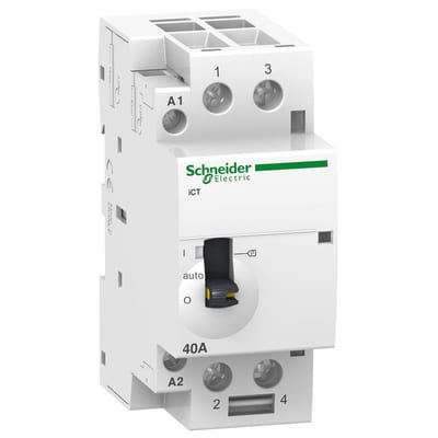Schneider ACTI9 iCT Contactor on/off - 63A, 2P, 2NO, 24 ACV, 18