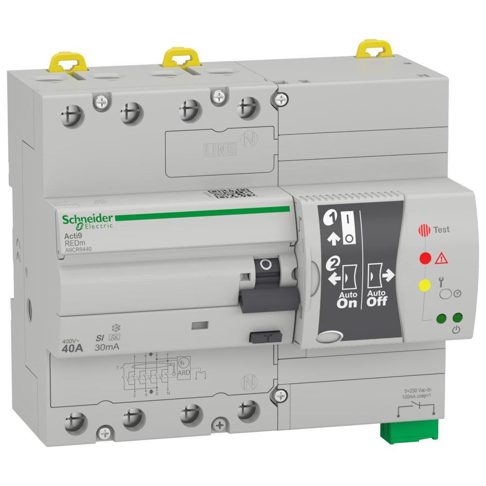 Schneider ACTI9 RCD REDm Residual current circuit breaker HPFI with self-test - ACTI9 RED, 40A, 4P, Asi, 30MA