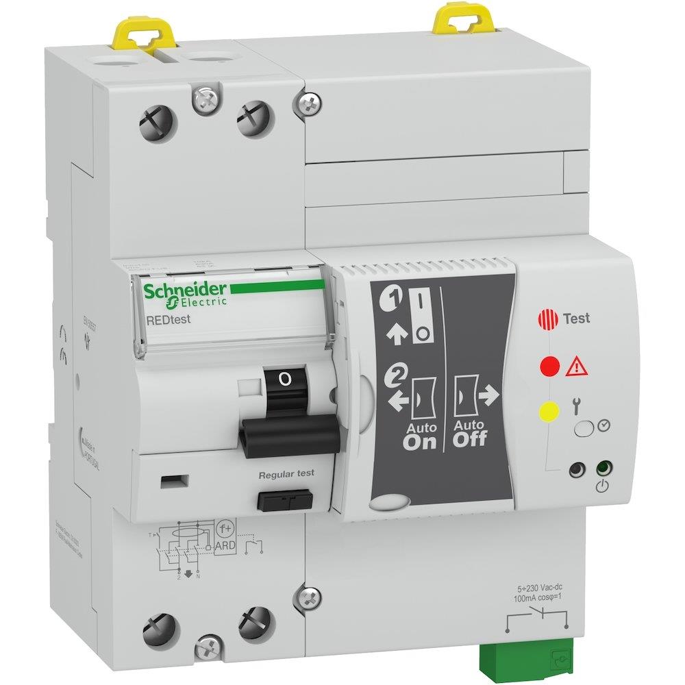 Schneider ACTI9 REDtest Residual current circuit breaker HPFI with reclosing - ACTI9 REDtest, 25A, 2P, A, 30MA