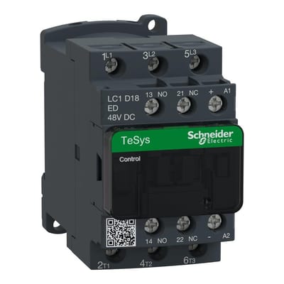 Schneider LC1D Contactor - TeSys D, 18A, 3P, 48 DCV 3389110354812