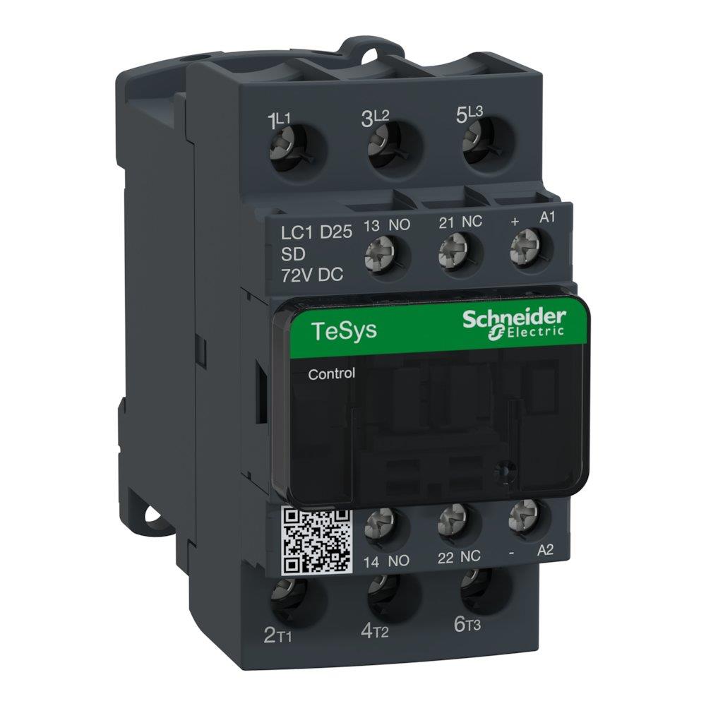 Schneider LC1D Contactor - TeSys D, 2A, 3P, 72 DCV