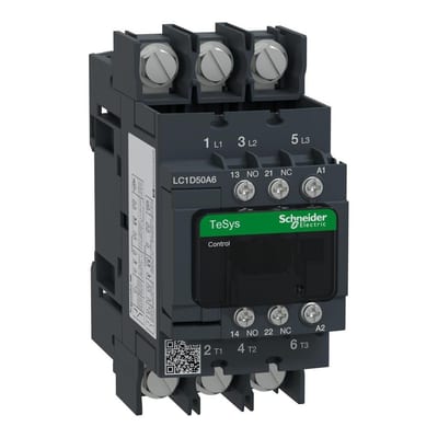 Schneider LC1D Contactor - TeSys D, 50A, 3P, 24 ACV
