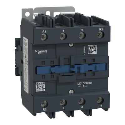 Schneider LC1D Contactor - TeSys D, 80A, 4P, 24 ACV