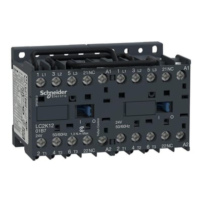 Schneider LC2K Contactor reversing - TeSys K, 12A, 3P, 3NO - 1NC, 24V