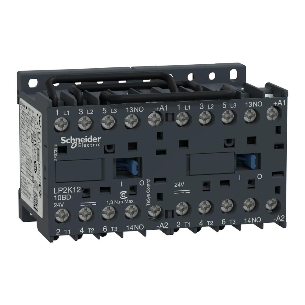 Schneider LP2K Contactor - TeSys K, 12A, 3P, 3NO - 1NC, 24V