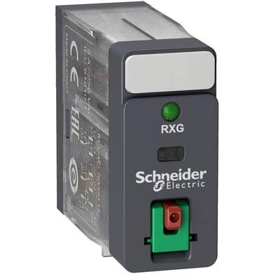 Schneider RXG Plug-in Relay with test button and LED - Harmony RXG, 220 ACV, 5A, 2CO