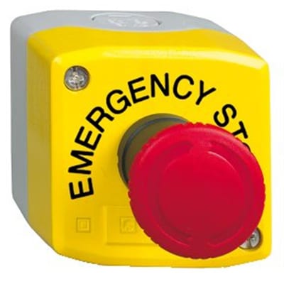 Schneider XALK Emergency Stop Box with red pad button - Harmony XALK, Emergency Stop, 1NO - 2NC, yellow