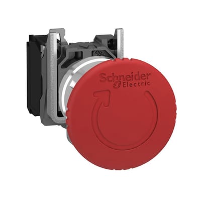 Schneider XB4 Emergency Stop Button - Harmony XB4, 40mm, red, 1NC
