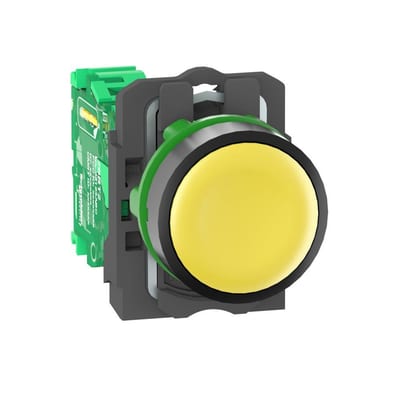 Schneider XB5R Wireless Push Button with spring-return and ZBRT1 transmitter - Harmony XB5R, yellow