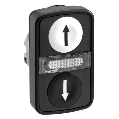 Schneider ZB4 Double Actuator - Harmony XB4, black / white, Arrow - Op - Down 3389119603553